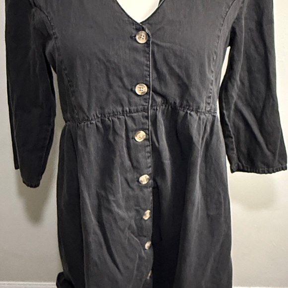 ASOS Dresses & Skirts - ASOS‎ Grey Denim Skater Dress UK10  US6 3/4 Sleeve V-Neck Button Down Cotton